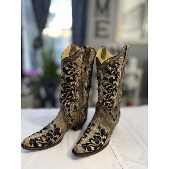 Western Equestrian Cowboy Boots Brown Embroidered Size 10 M MPN A 3569 - Picture 5 of 8